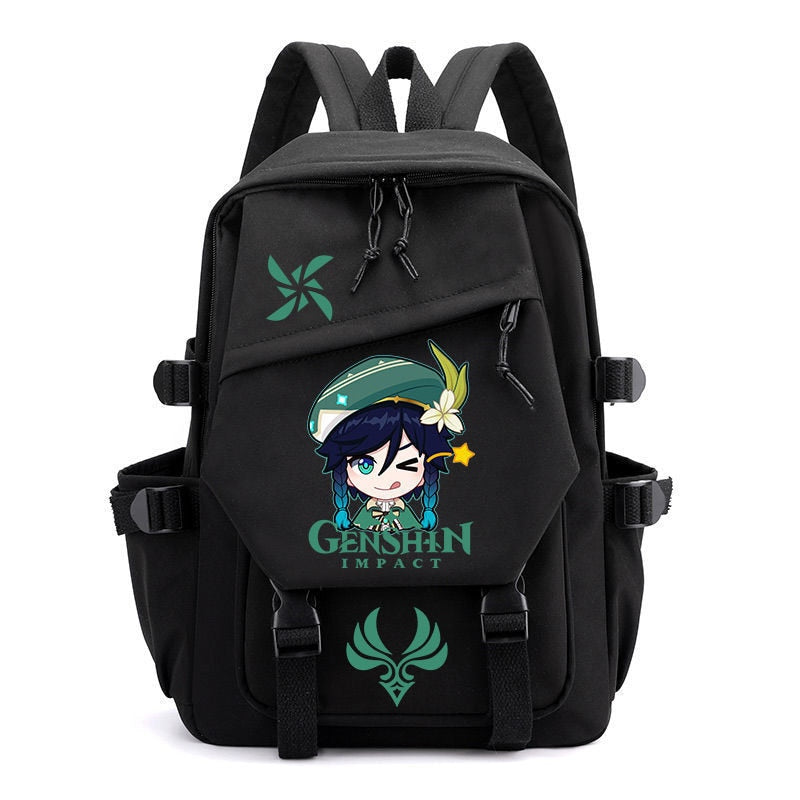 Genshin Impact Anime Cosplay Unisex Students School Bag Backpack Xiao Cartoon Bookbag Laptop Travel Rucksack Outdoor Kids Gifts