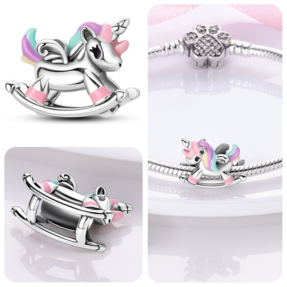 Disney Stitch Minnie Mouse Winnie Charms Dangle Fit Charms Silver 925 Original Bracelet Beads Charm for Pendant Jewelry Gift