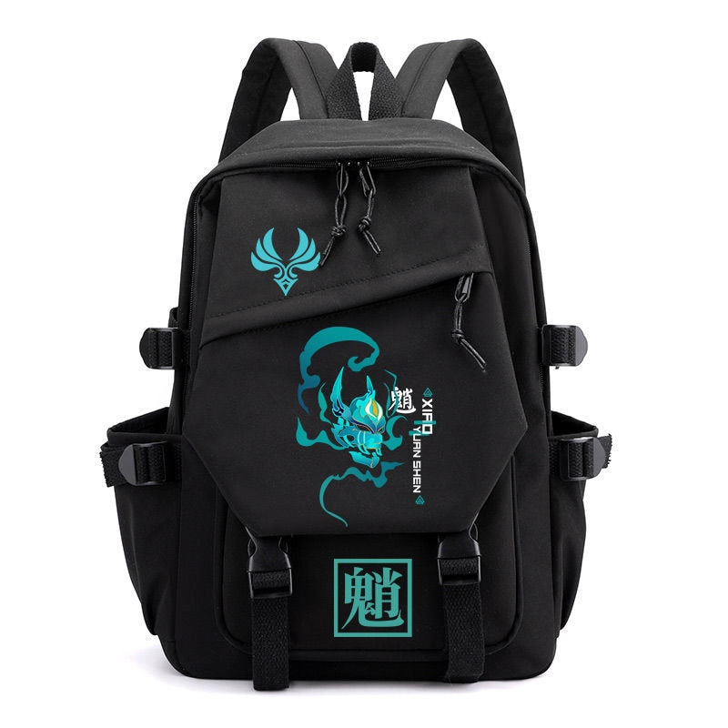 Genshin Impact Anime Cosplay Unisex Students School Bag Backpack Xiao Cartoon Bookbag Laptop Travel Rucksack Outdoor Kids Gifts