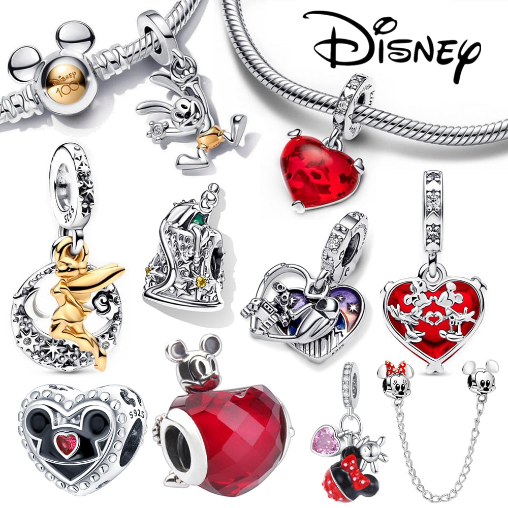 Disney Stitch Minnie Mouse Winnie Charms Dangle Fit Charms Silver 925 Original Bracelet Beads Charm for Pendant Jewelry Gift