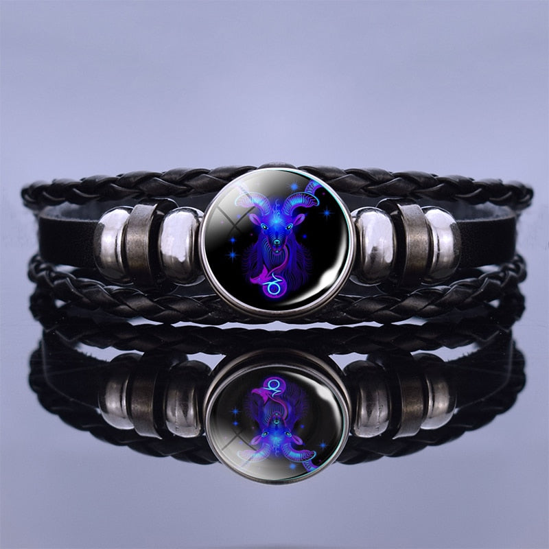 12 Zodiac Signs Constellation Charm Bracelet Men Women Fashion Multilayer Weave leather Bracelet Bangle Birthday Gifts