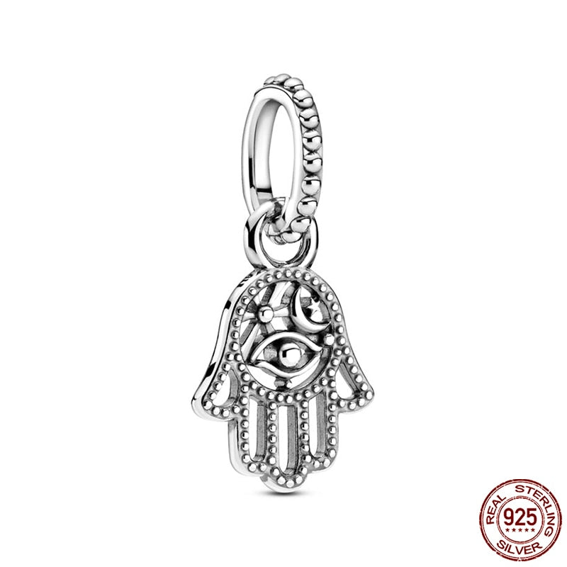 Hot Sale Charms Fit Pandora 925 Original Bracelet 925 Silver Owl With Blue Zircon Red Heart Charms Beads Fine DIY Jewelry Making