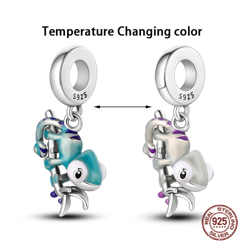 Fit Pandora 925 Original Bracelet Chameleon Luminous Firefly Butterfly Silver Charms Beads For DIY Christmas Jewelry Gift Making