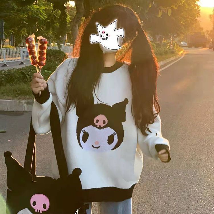 Kawaii Sanriod Anime Series Kitty Cute Pullover Sweater Jk Autumn Winter The New Sweater Tie Feet Trousers Girls Holiday Gift