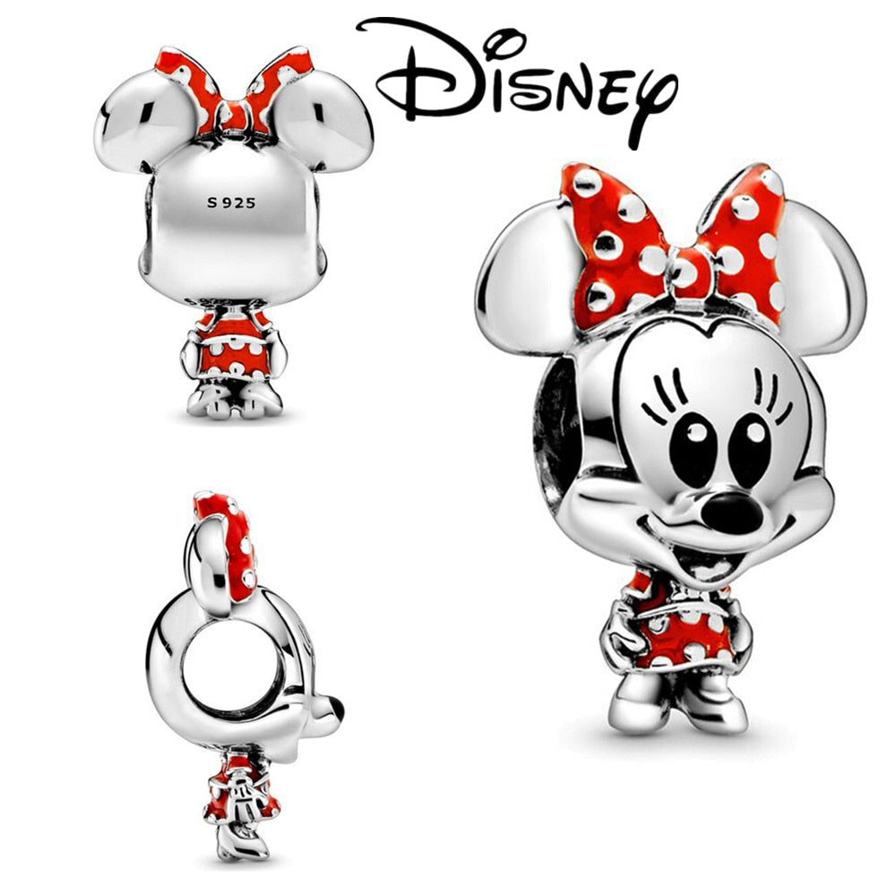 Disney Stitch Minnie Mouse Winnie Charms Dangle Fit Charms Silver 925 Original Bracelet Beads Charm for Pendant Jewelry Gift