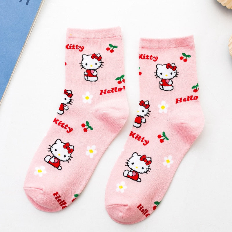 Sanrio Accessories Socks Anime Hello Kitty Kuromi Melody Cinnamoroll Long Tube Harajuku Keep Warm Casual Socks Girl Gift