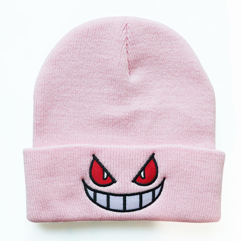 6 Styles Unisex Winter Outdoor Beanie for Child Knitted Gengar Hood Hat for Kids Casual Outside Halloween Hats