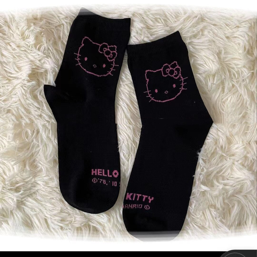 Sanrio Accessories Socks Anime Hello Kitty Kuromi Melody Cinnamoroll Long Tube Harajuku Keep Warm Casual Socks Girl Gift