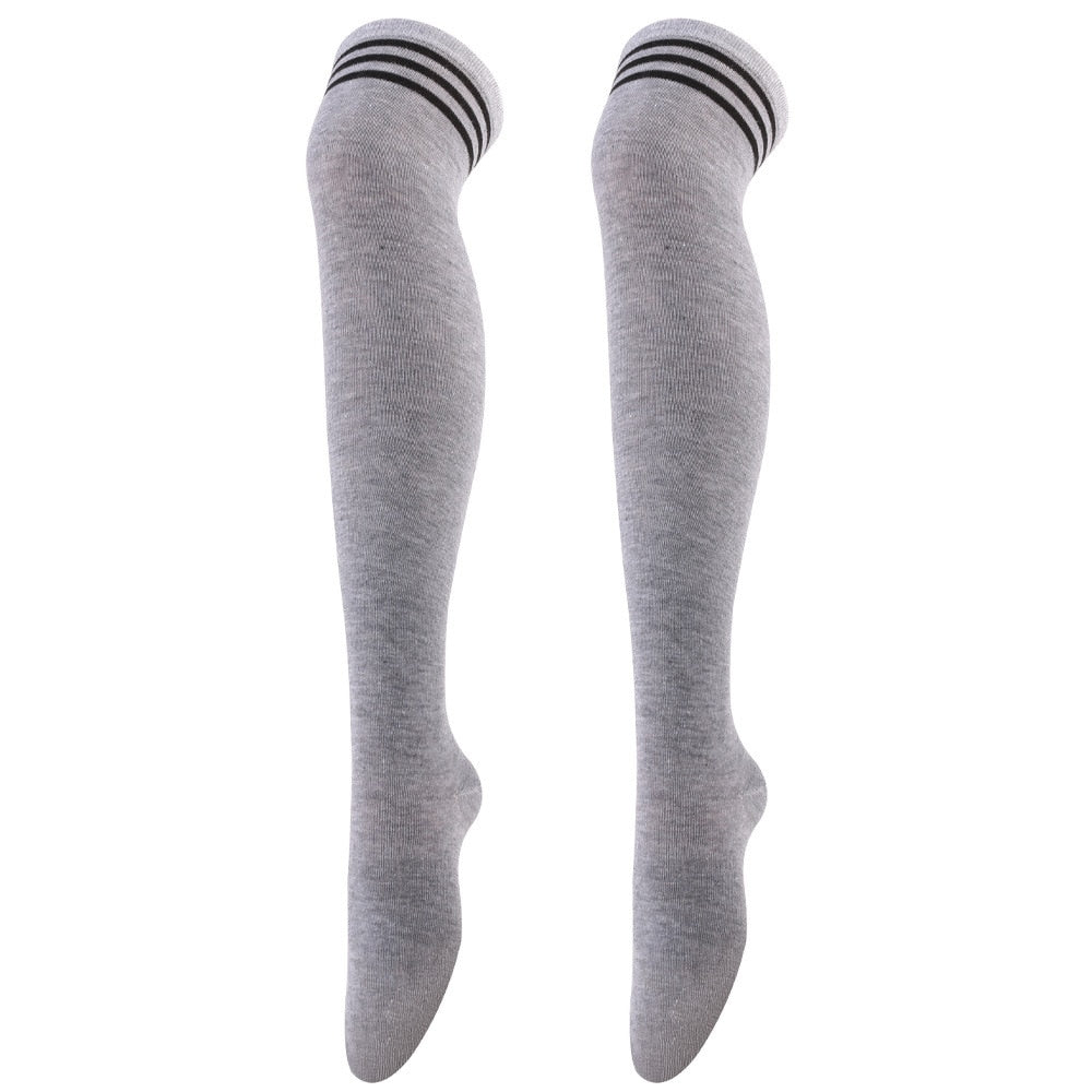 Sexy Black White Striped Long Socks Women Over Knee Thigh High Socks Over The Knee Stockings For Ladies Girls Warm Knee Socks