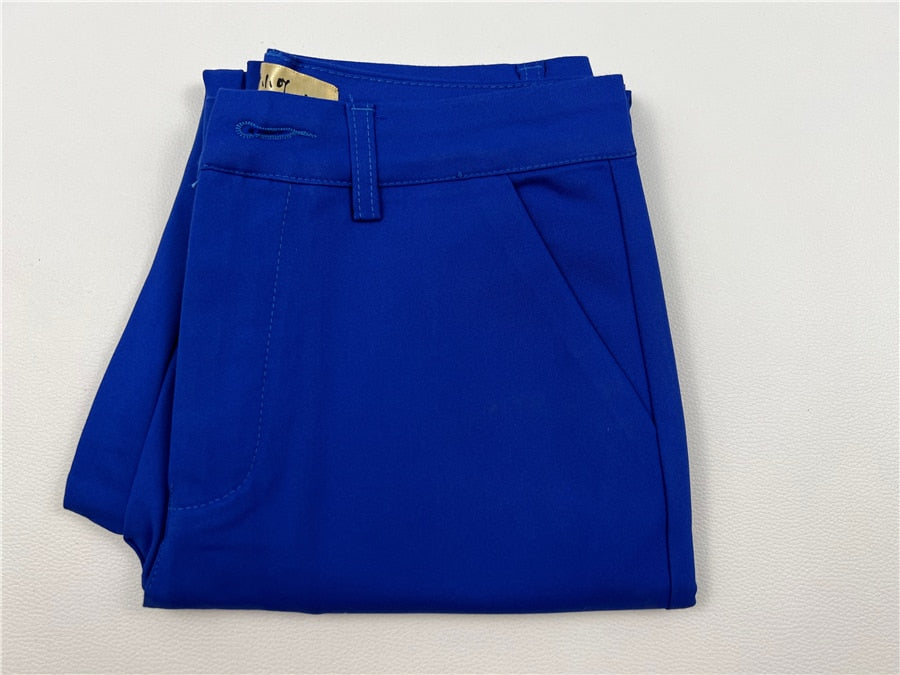 Fashion Streetwear Cute Candy Color Pencil Pants Women Stretch Cotton Slim Waist Straight Pantalones Casual Office Work Trousers