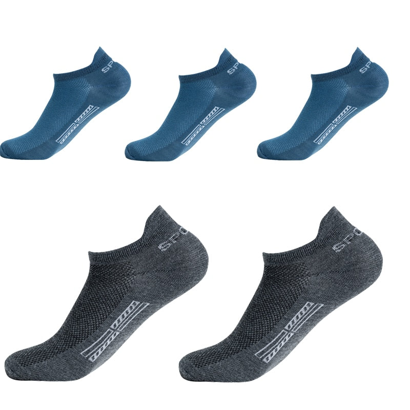 5 Pairs High Quality Men Ankle Socks Breathable Cotton Sports Socks Mesh Casual Athletic Summer Thin Cut Short Sokken Plus Size