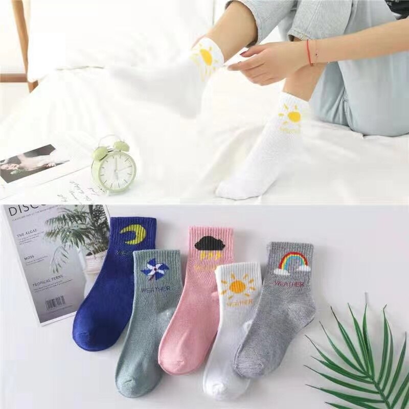 5 Pairs Pack Women Socks Girl Cartoon Bar Bear Lovely Happy Funny Smile Cute Kawaii Boat Ankle Short Cotton