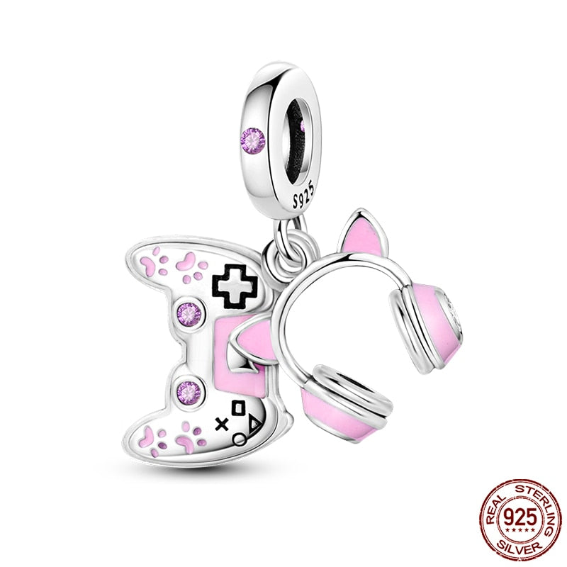 Hot Sale Charms Fit Pandora 925 Original Bracelet 925 Silver Owl With Blue Zircon Red Heart Charms Beads Fine DIY Jewelry Making