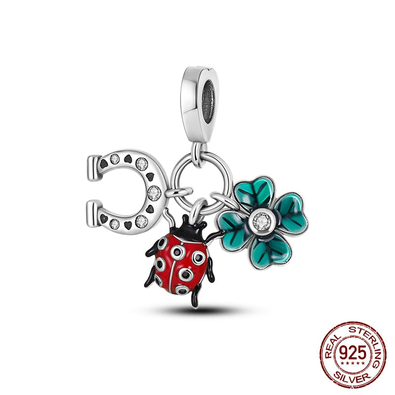 Fit Pandora 925 Original Bracelet Chameleon Luminous Firefly Butterfly Silver Charms Beads For DIY Christmas Jewelry Gift Making