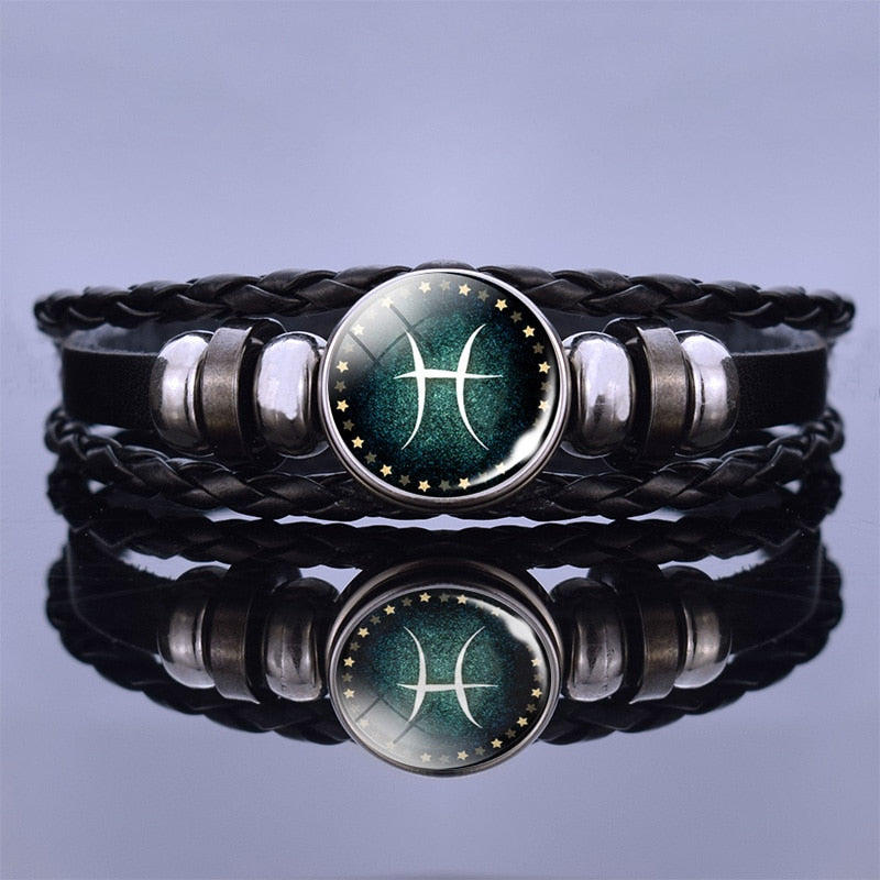 12 Zodiac Signs Constellation Charm Bracelet Men Women Fashion Multilayer Weave leather Bracelet Bangle Birthday Gifts