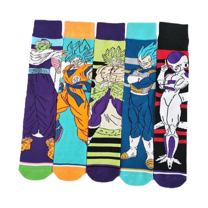 Bandai Anime Dragon Ball Z Large Size Men's socks with print Anime figures Frieza Piccolo Goku Cartoon sports Socks for boy gift