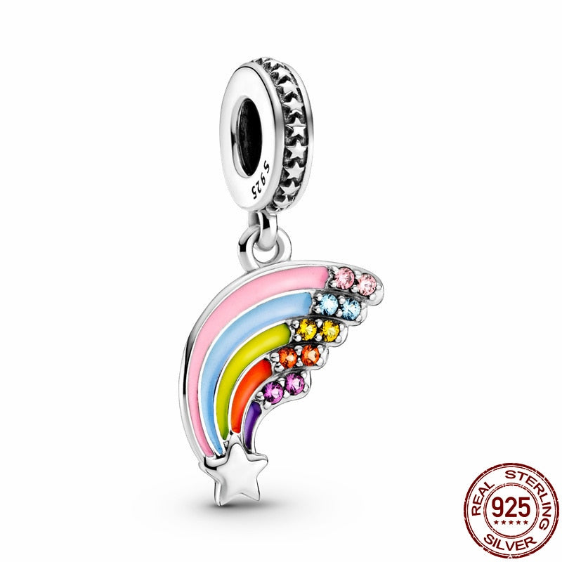 New 925 Sterling Silver Safety Chain Romantic Flowers Balloon Charms Bead Fit Original Pandora Bracelets Charm DIY Women Jewelry