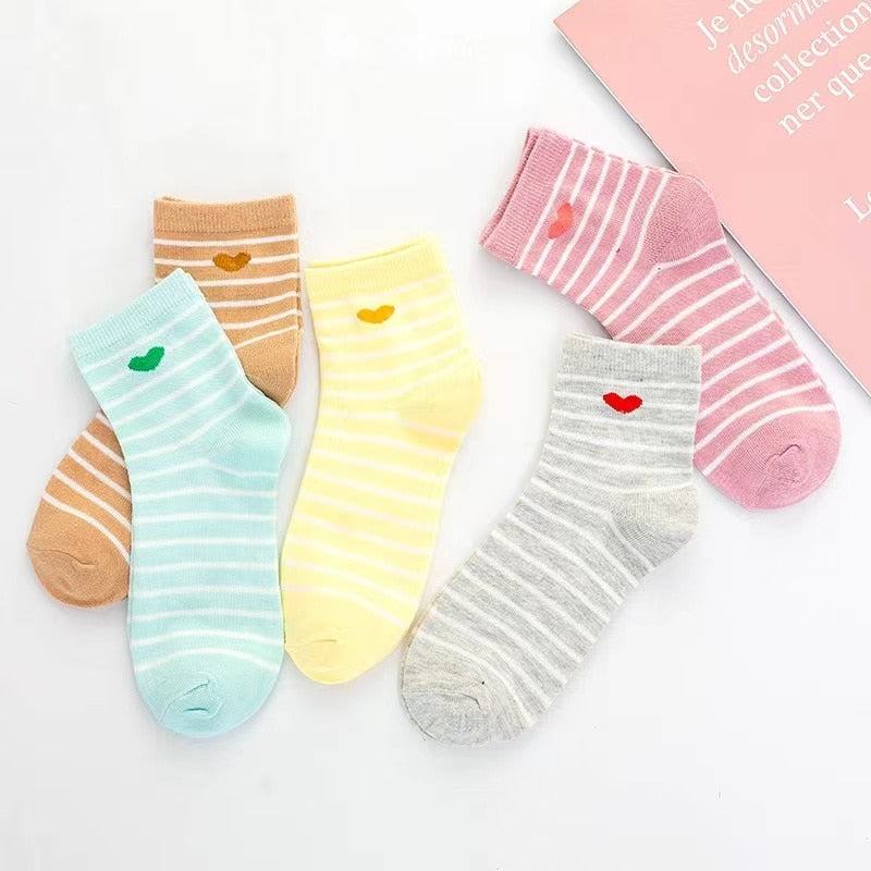 5 Pairs Pack Women Socks Girl Cartoon Bar Bear Lovely Happy Funny Smile Cute Kawaii Boat Ankle Short Cotton