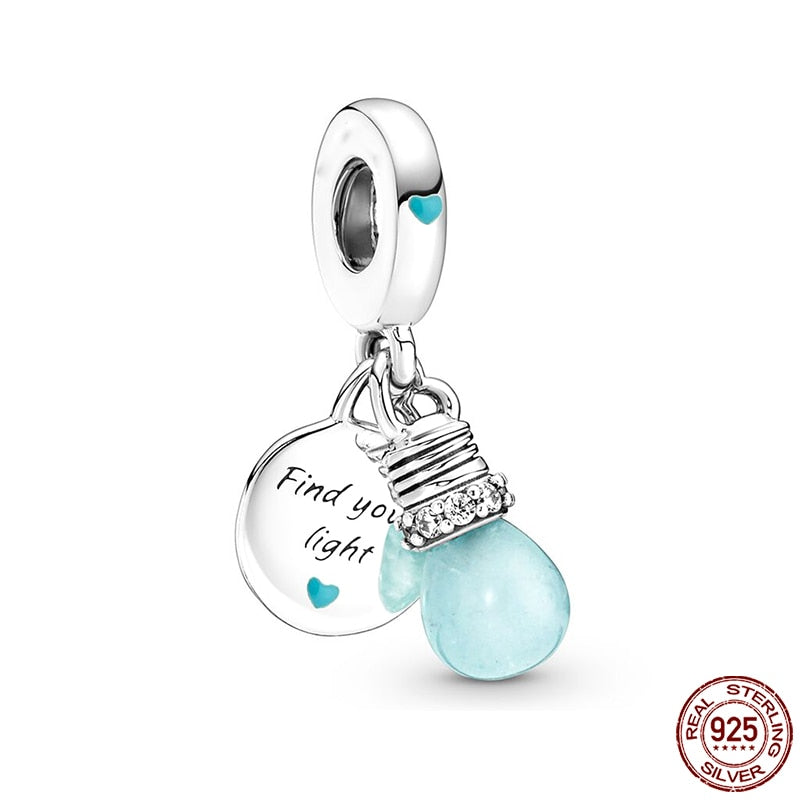 Hot Sale Charms Fit Pandora 925 Original Bracelet 925 Silver Owl With Blue Zircon Red Heart Charms Beads Fine DIY Jewelry Making