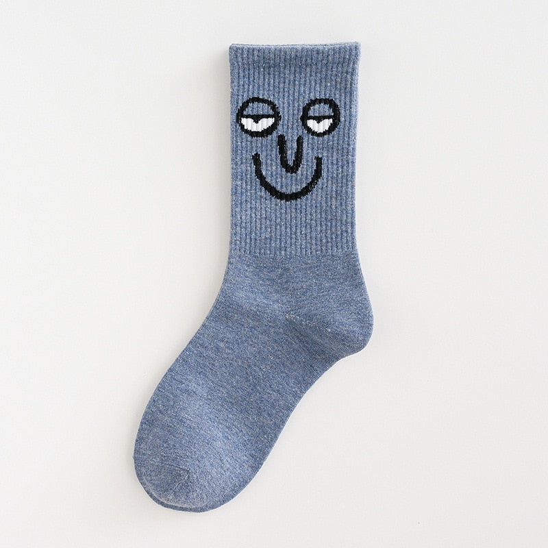 Fashion Art Anime Face Unisex Ankle Compression Socks Funny Harajuku Creative Sport Breathable Warm Winter Long Tube Male Socks