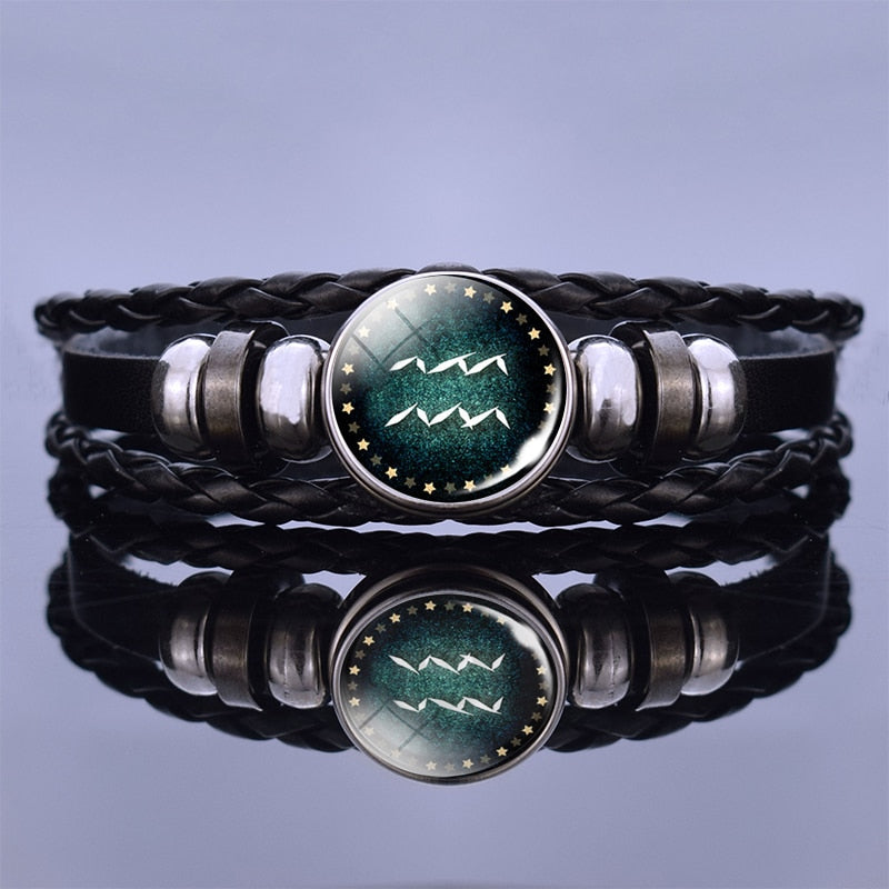 12 Zodiac Signs Constellation Charm Bracelet Men Women Fashion Multilayer Weave leather Bracelet Bangle Birthday Gifts