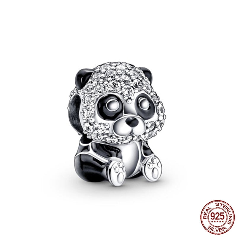 Hot Sale Charms Fit Pandora 925 Original Bracelet 925 Silver Owl With Blue Zircon Red Heart Charms Beads Fine DIY Jewelry Making