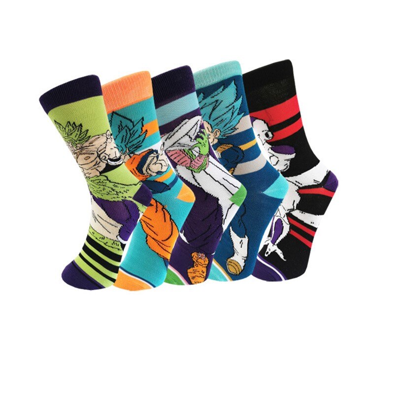 Bandai Anime Dragon Ball Z Large Size Men's socks with print Anime figures Frieza Piccolo Goku Cartoon sports Socks for boy gift