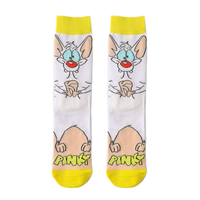 Anime Rick Socks Men's Funny Cartoon Mid-calf Men and Women Street Letters Hip-hop Sports Skateboarding Cute White Socks