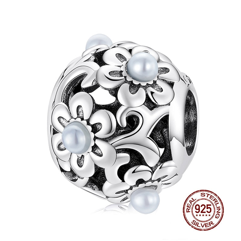 Round Charms Genuine 925 Sterling Silver Vintage Galaxy Openwork Beads Fit Original Bracelet Pendant Authentic Jewelry Women