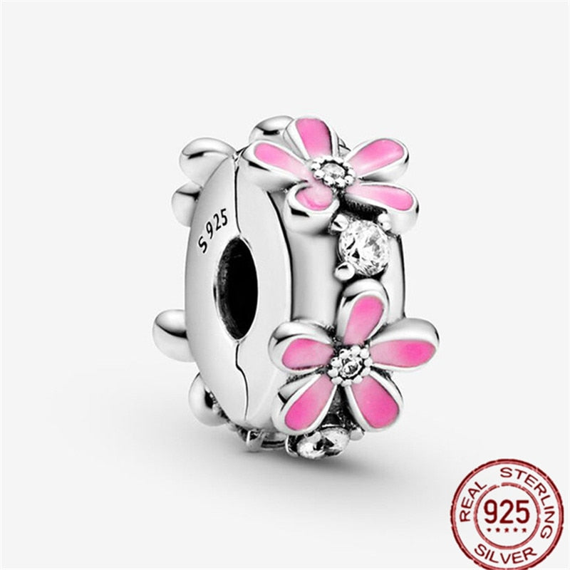 New 925 Sterling Silver Safety Chain Romantic Flowers Balloon Charms Bead Fit Original Pandora Bracelets Charm DIY Women Jewelry