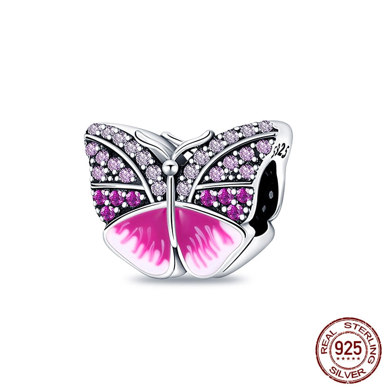 Fit Pandora 925 Original Bracelet Chameleon Luminous Firefly Butterfly Silver Charms Beads For DIY Christmas Jewelry Gift Making