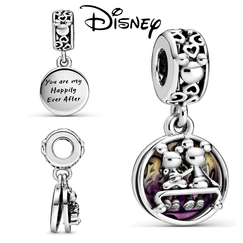 Disney Stitch Minnie Mouse Winnie Charms Dangle Fit Charms Silver 925 Original Bracelet Beads Charm for Pendant Jewelry Gift