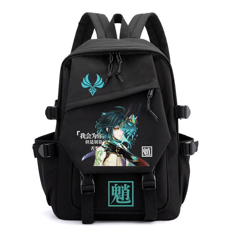 Genshin Impact Anime Cosplay Unisex Students School Bag Backpack Xiao Cartoon Bookbag Laptop Travel Rucksack Outdoor Kids Gifts