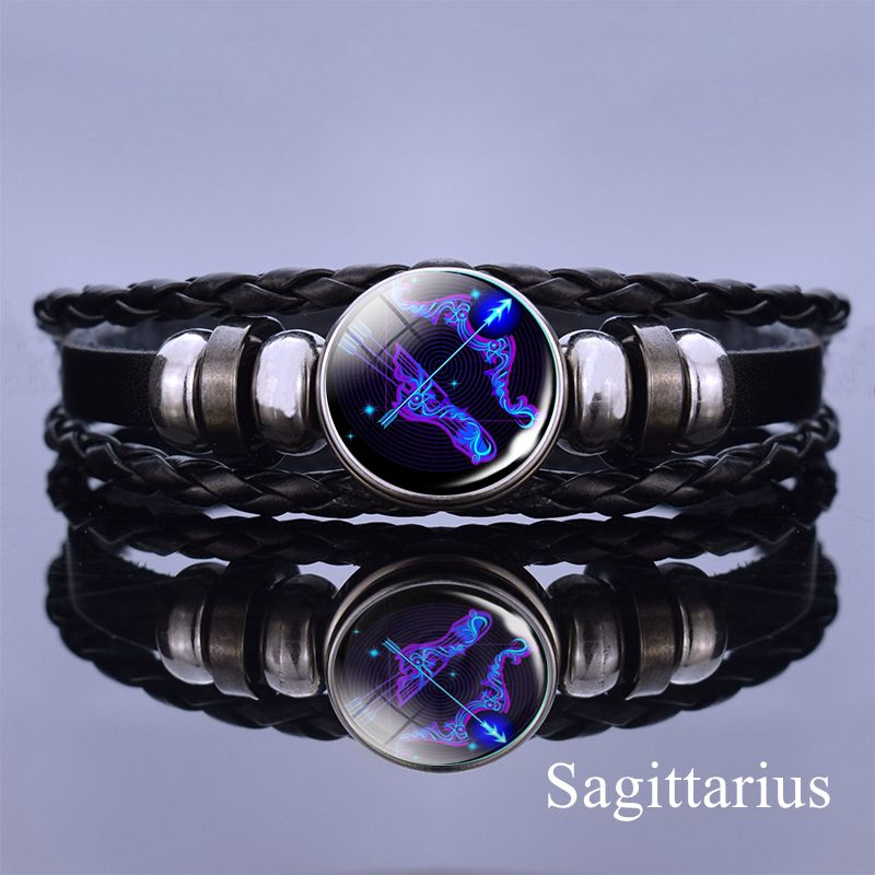 12 Zodiac Signs Constellation Charm Bracelet Men Women Fashion Multilayer Weave leather Bracelet Bangle Birthday Gifts