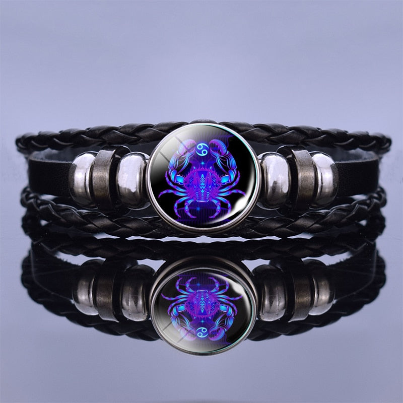 12 Zodiac Signs Constellation Charm Bracelet Men Women Fashion Multilayer Weave leather Bracelet Bangle Birthday Gifts