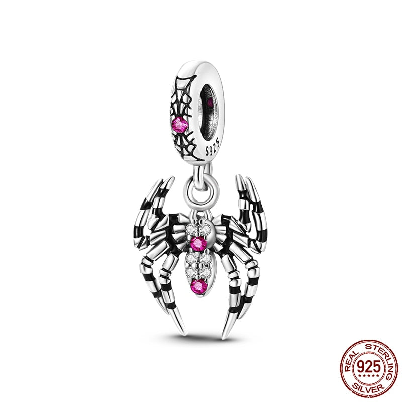 Hot Sale Charms Fit Pandora 925 Original Bracelet 925 Silver Owl With Blue Zircon Red Heart Charms Beads Fine DIY Jewelry Making