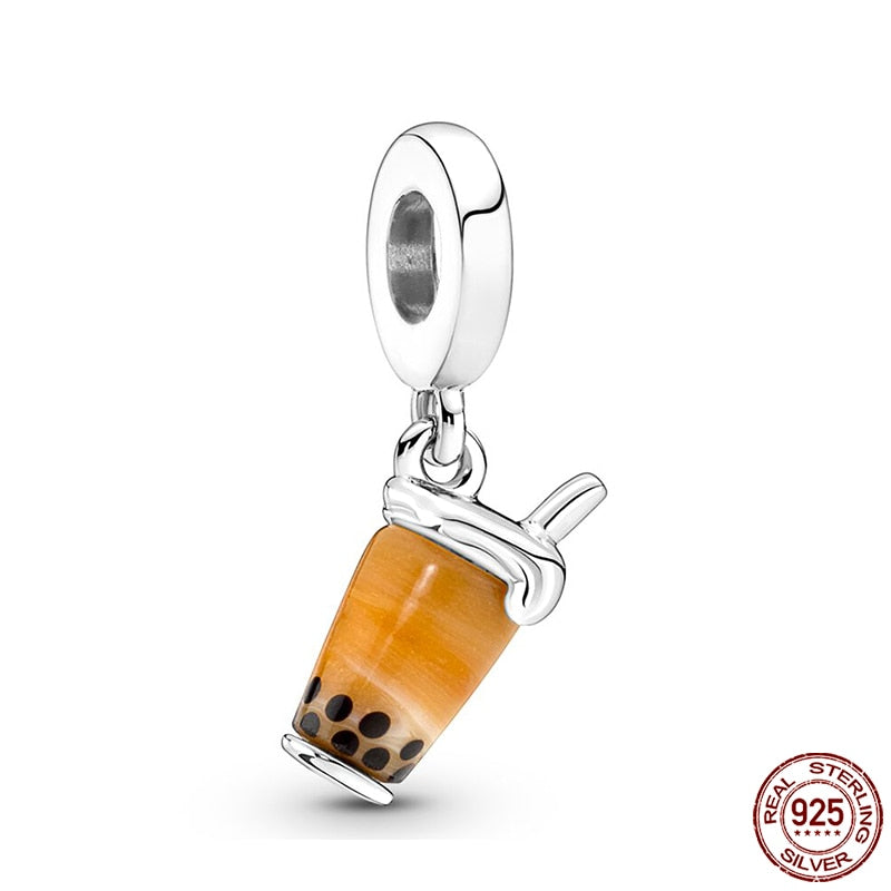 Hot Sale Charms Fit Pandora 925 Original Bracelet 925 Silver Owl With Blue Zircon Red Heart Charms Beads Fine DIY Jewelry Making