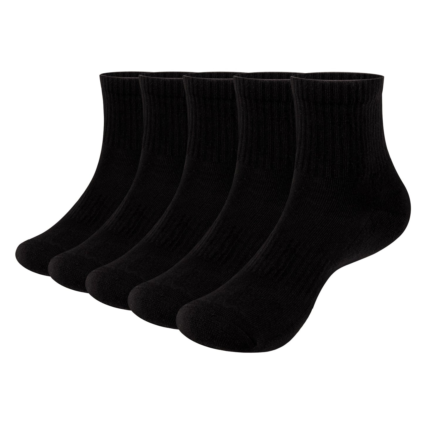 YUEDGE Men Moisture Wicking Fitness Training Athletic Socks Combed Cotton Cushioned Mid Calf Crew Socks for Mens, 5Pair