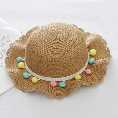 Summer Children'S Bags, Hats, Female Decoration, Small Colored Balls, Sunscreen