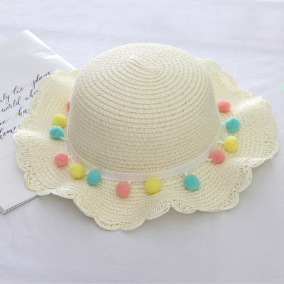 Summer Children'S Bags, Hats, Female Decoration, Small Colored Balls, Sunscreen