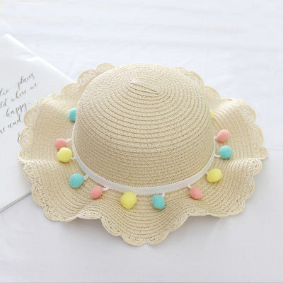 Summer Children'S Bags, Hats, Female Decoration, Small Colored Balls, Sunscreen