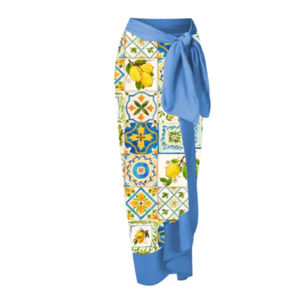 Female Retro Swimsuit &amp; Skirt Asymmetrical Holiday Beach Dress Designer Bathing Suit Vintage Summer Surf Wear