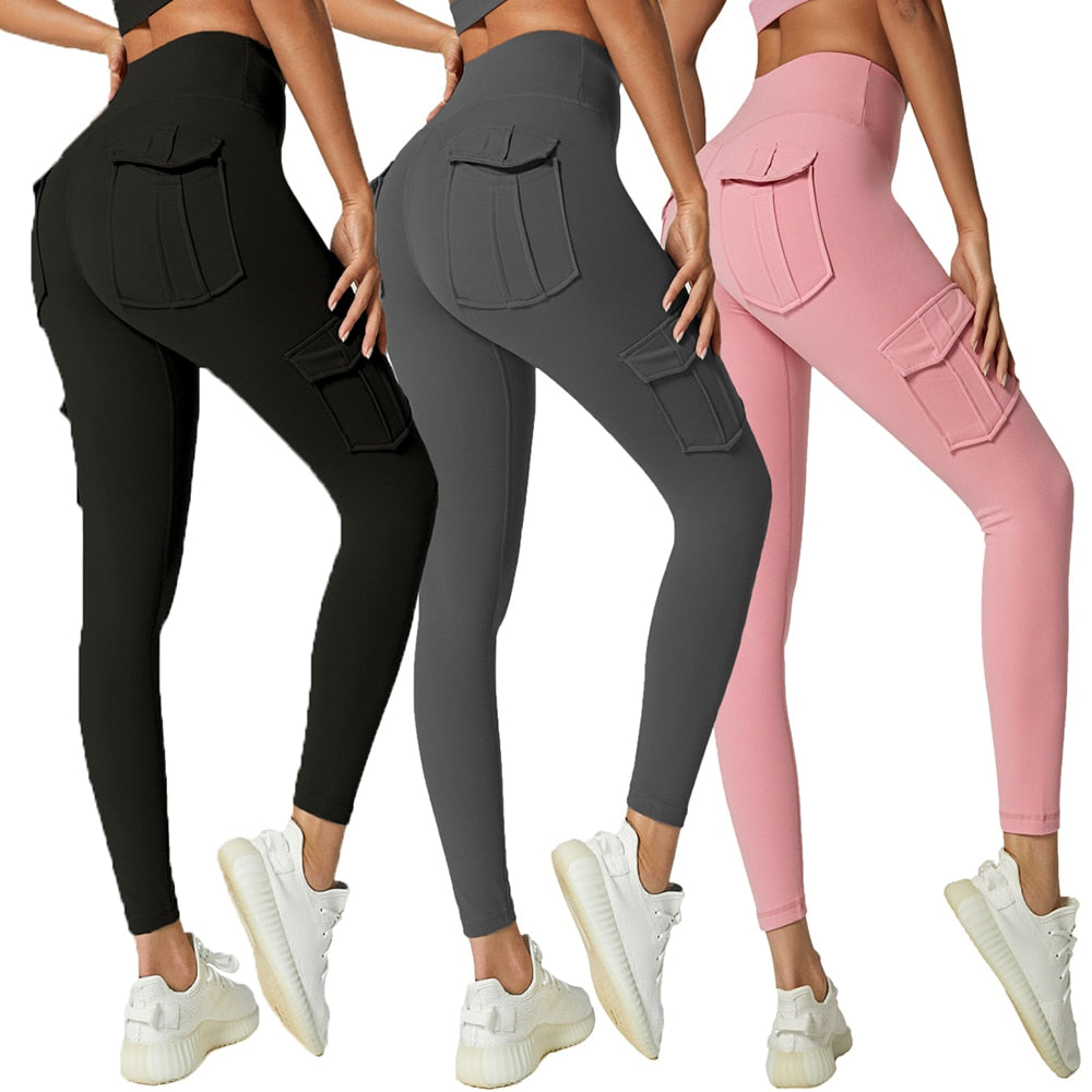 Hot Sale Women Yoga Work out Fitness Gym Wear Pocket Yoga Pants Leggings  Stretchy Compression High Waist Leggings