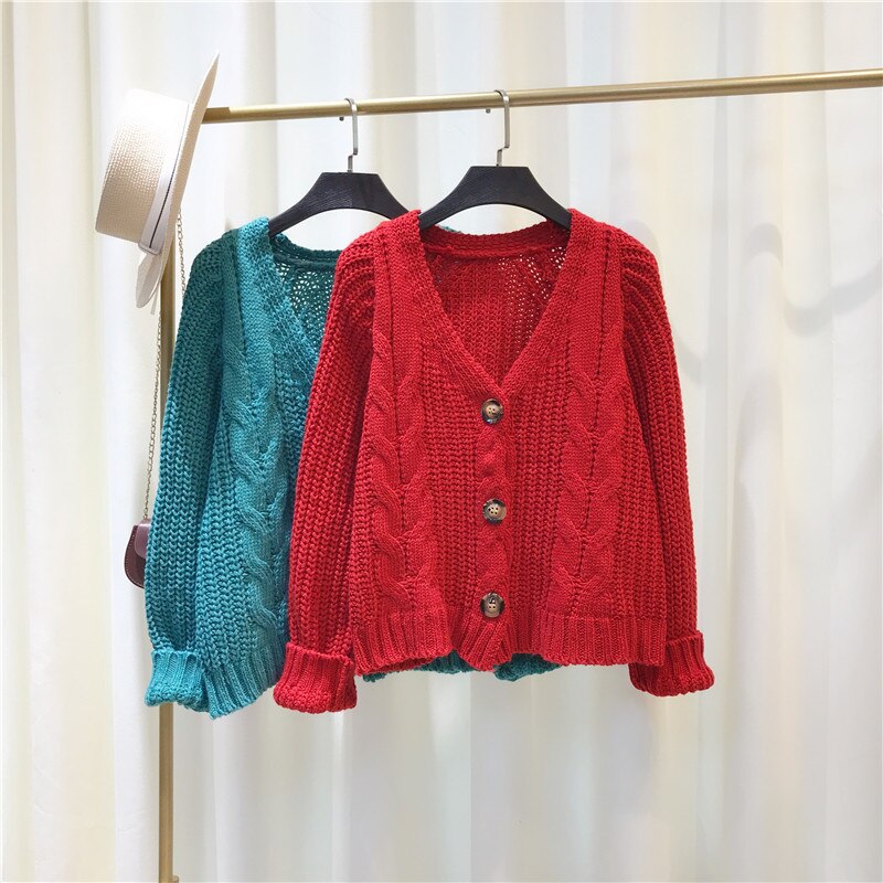 PEONFLY Style Knitted Sweater Cardigans Women Long Sleeve Single Breaster Female Cardigan Solid Sweaters Sueter Mujer