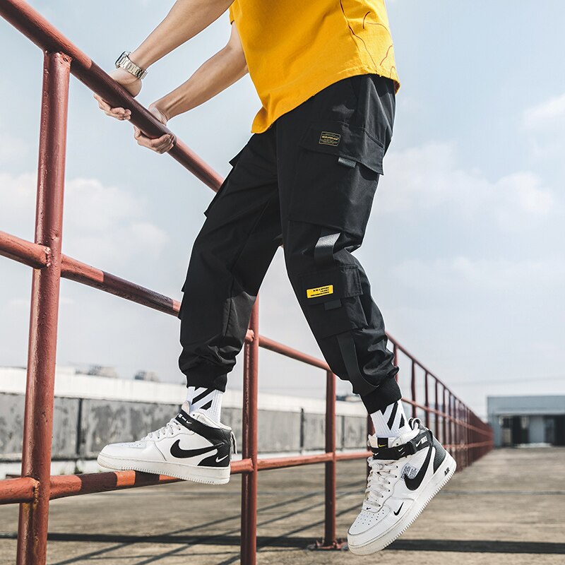 New Hip Hop Joggers Cargo Pants Men Harem Pants Multi-Pocket Ribbons Man Sweatpants Streetwear Casual Mens Pants XS-5XL