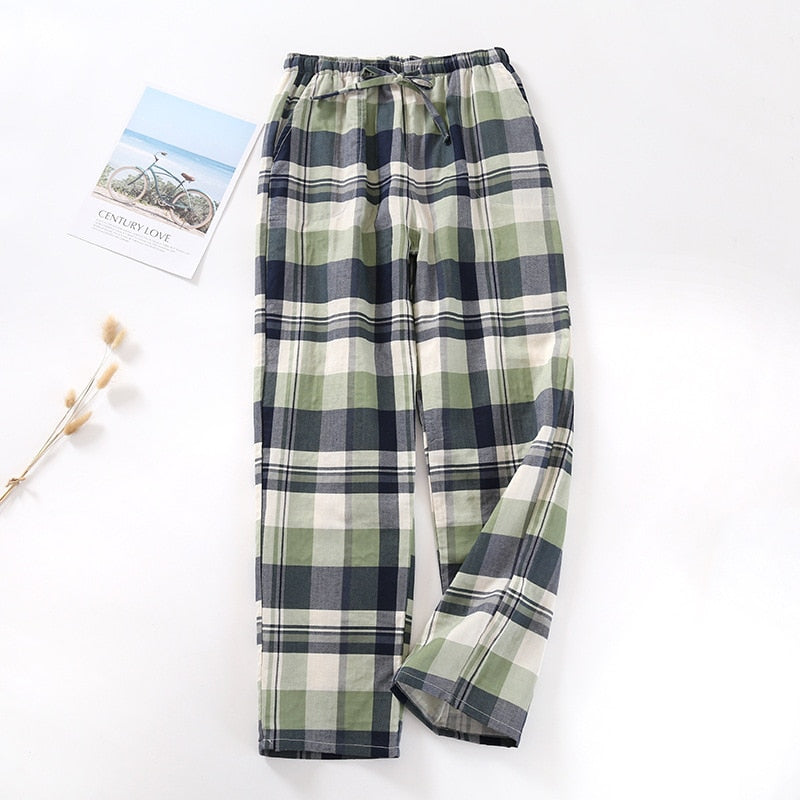 New Plaid Cotton Loose Ladies Pajama Pants Pyjama Trousers Women Men Sleep Bottoms Lounge Wear Sleep Pants Spring Summer