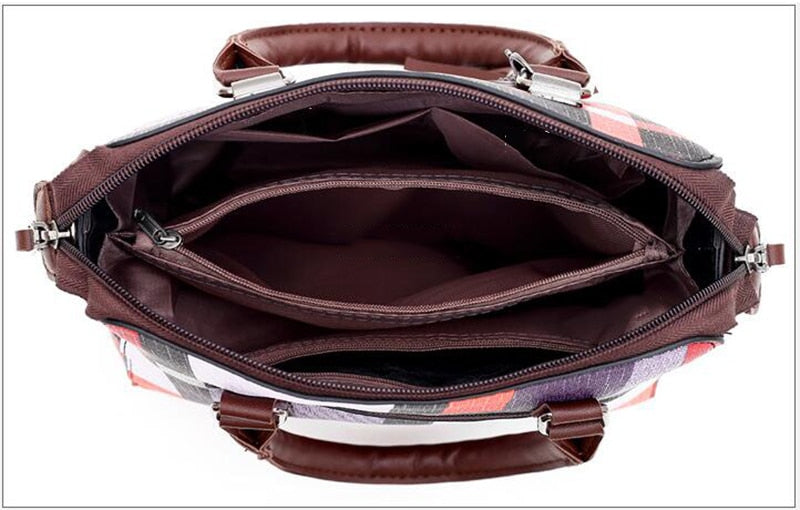 4 Pcs/set Luxury Handbags plaid Women Bags Designer tassel Purses and Handbags Shoulder Bags for women