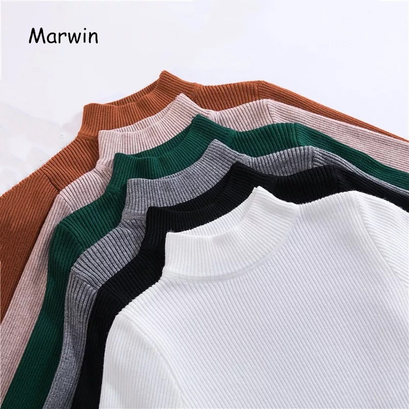 Marwin New-coming Autumn Winter Top Pull Femme Turtleneck Pullovers Sweaters Long Sleeve Slim Oversize Women's Sweater
