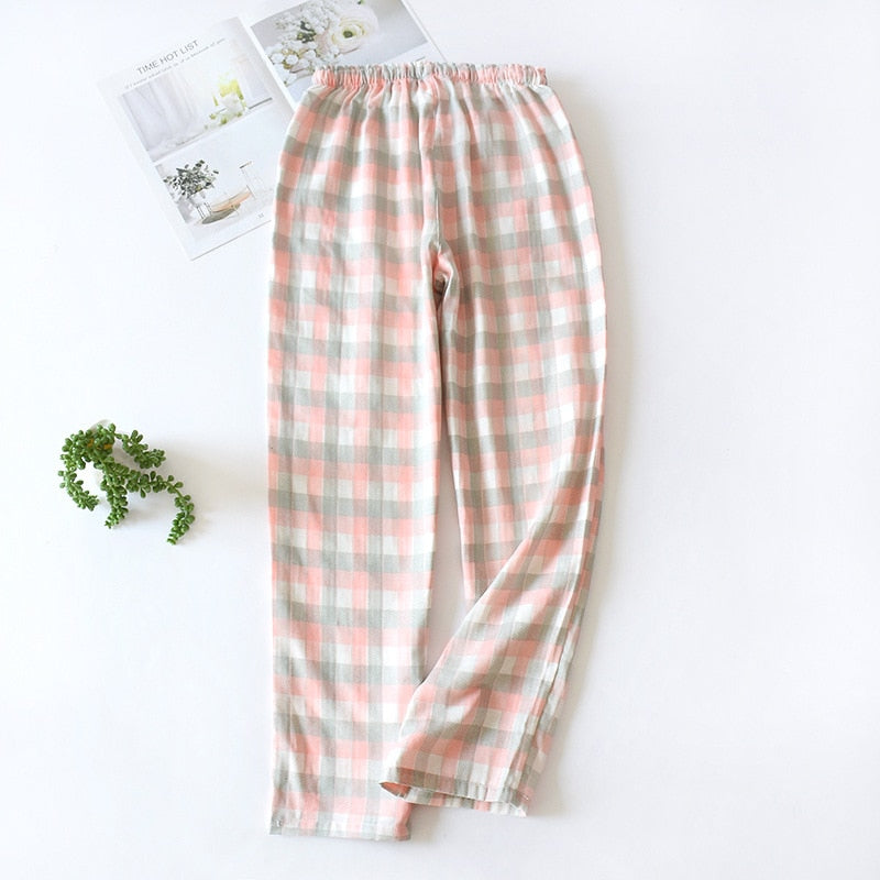 New Plaid Cotton Loose Ladies Pajama Pants Pyjama Trousers Women Men Sleep Bottoms Lounge Wear Sleep Pants Spring Summer