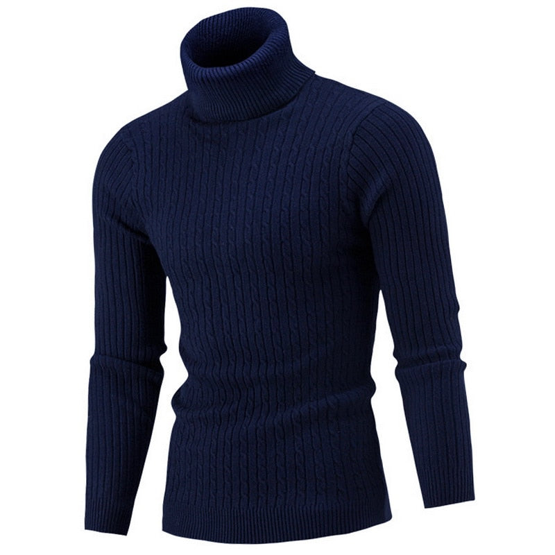Autumn Winter Men Turtleneck Sweater Men Knitting Pullovers Rollneck Knitted Sweater Warm Men Jumper Slim Fit Casual Sweater